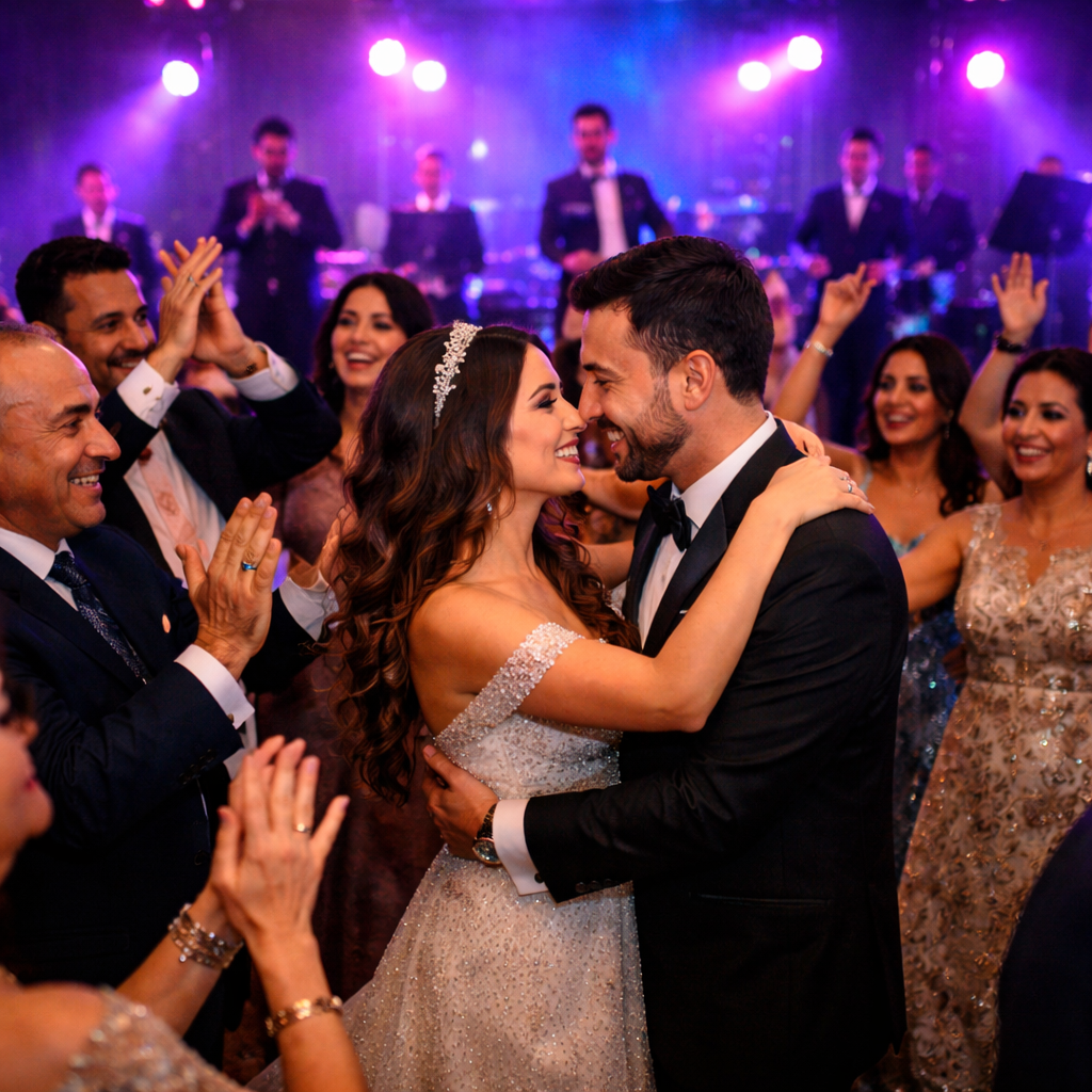 Persian wedding celebration on the dance floor